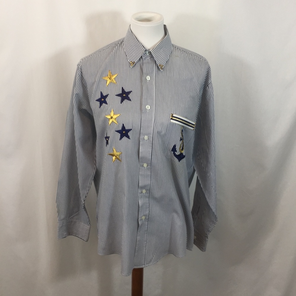 Marquis Nautical Blue/White Striped Shirt
